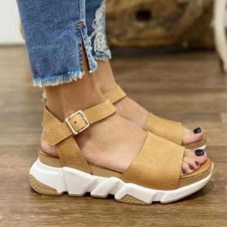 LadyShow.Store leopard print platform Roman sandals featuring casual fashion style and stylish straps.