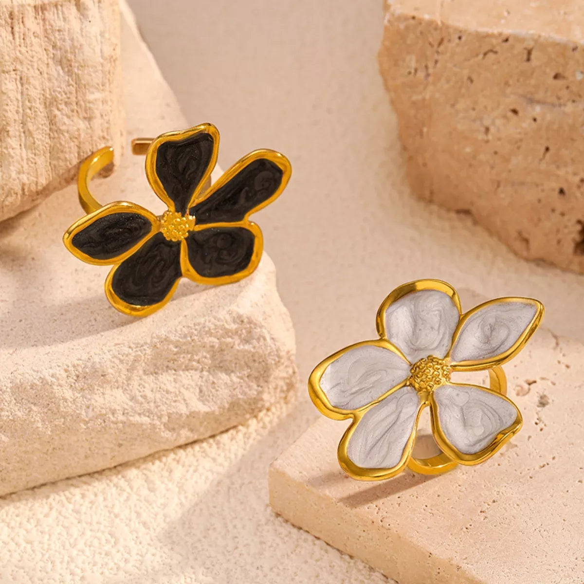 Plush Fashion Hub flower open ring featuring a delicate floral design and silver-tone finish, perfect for elegant jewelry styling.