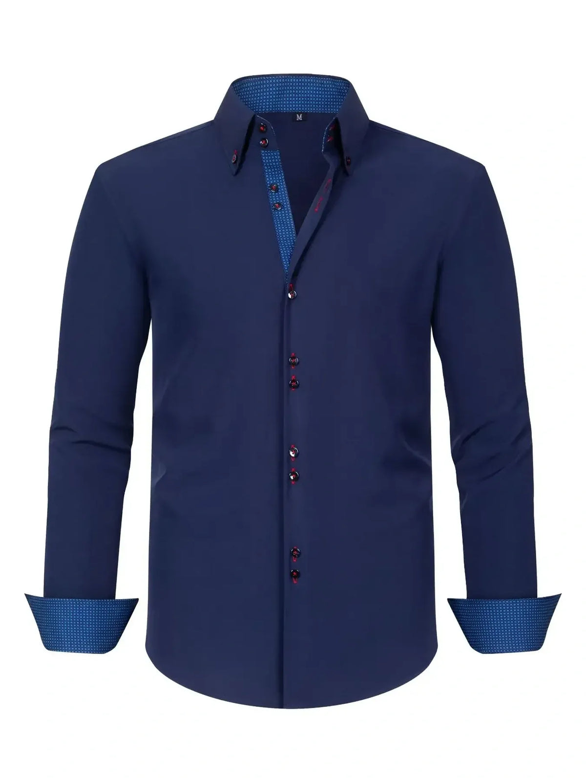 Men's full size casual shirt with contrast cuffs, button-down style, by Trendsi, featuring a relaxed fit and stylish design.