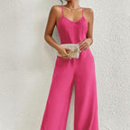 Women's casualwear plush fashion hub cross backless wide-leg camisole skirt jumpsuit, stylish and comfortable for everyday wear