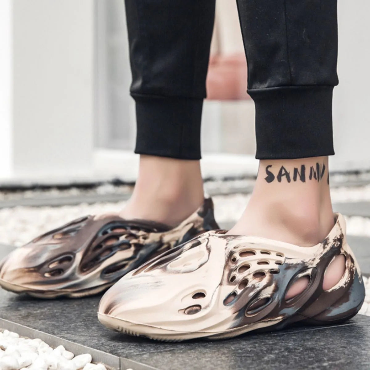 Plush Fashion Hub hollow-out flat sandals with open toe design and stylish cutouts, perfect for casual summer wear.
