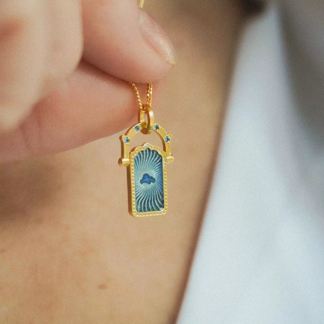 18K gold-plated titanium steel pendant necklace with a sleek design, featuring a polished finish and a secure clasp.