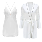 Plus Size Women's Ice Silk V-Neck Lace Suspender Nightgown