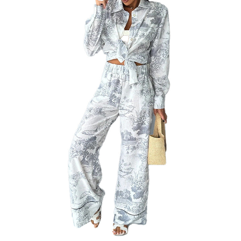 Printed Tie-Up Shirt & Pants Set