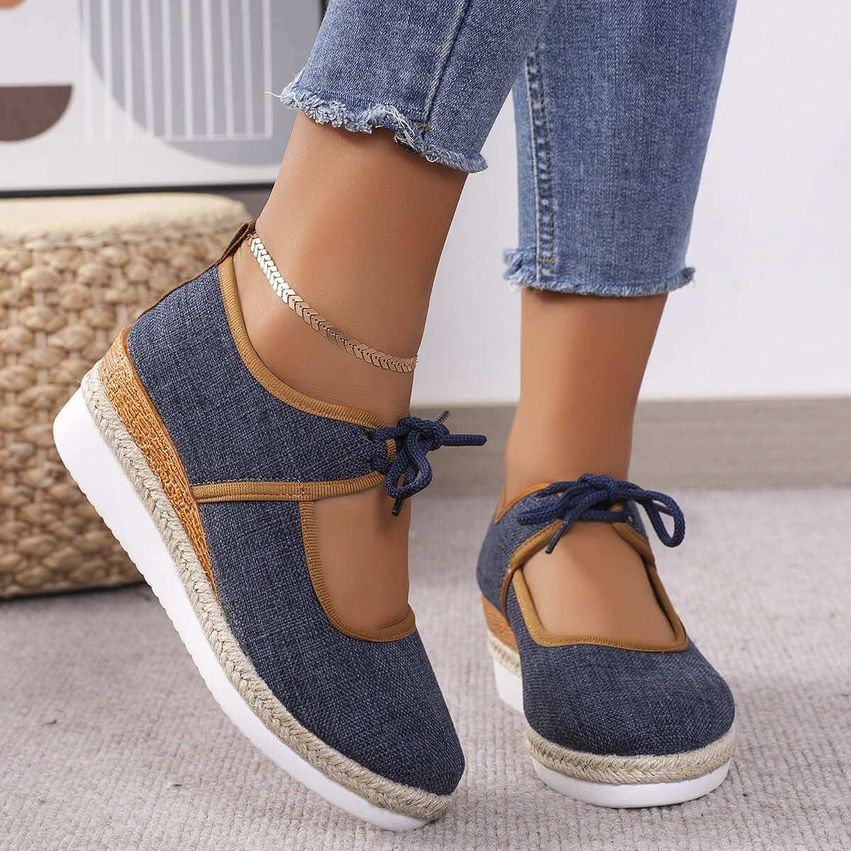 Tied Cutout Wedge Slip-Ons - Plush Fashion Shop #