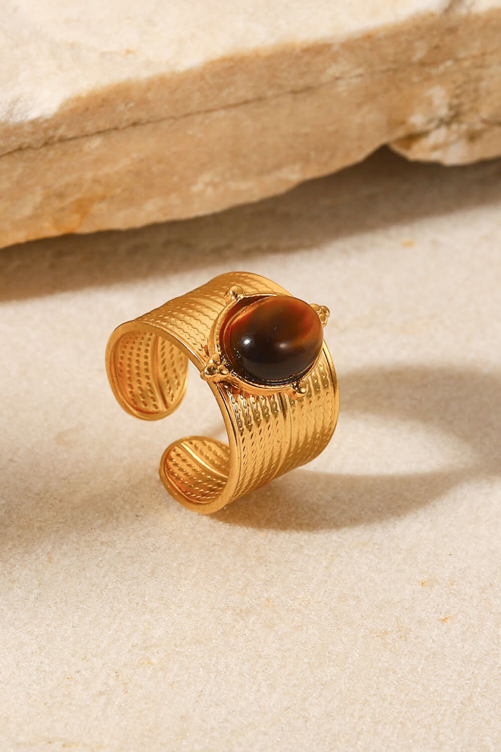 18K gold-plated wide open ring from Plush Fashion Hub, showcasing a sleek, modern design with a polished finish.