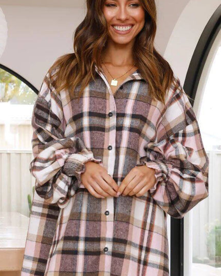 Plaid Lantern Shirt For Women - Plush Fashion Shop #