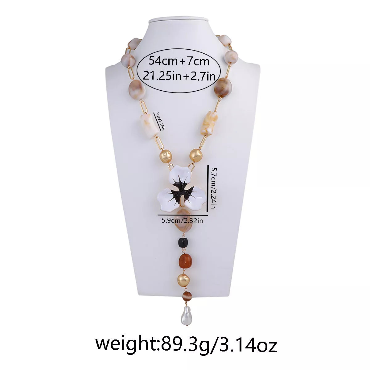 Y-shaped alloy dripping oil flower resin necklace with intricate design, perfect for stylish jewelry collection.