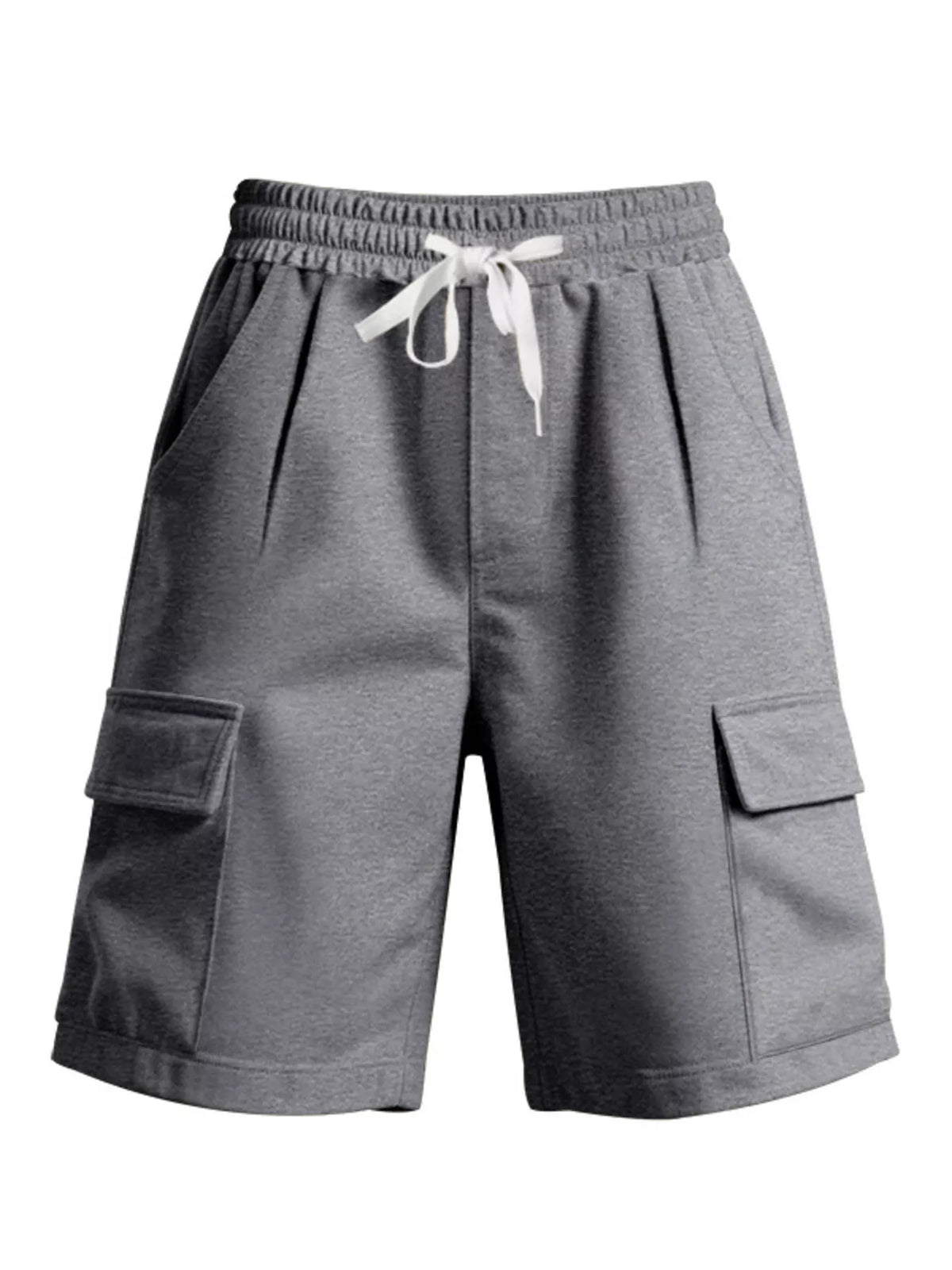 Plus size men's drawstring shorts with pockets from Plush Fashion Hub, shown in a full size style, featuring a comfortable fit.