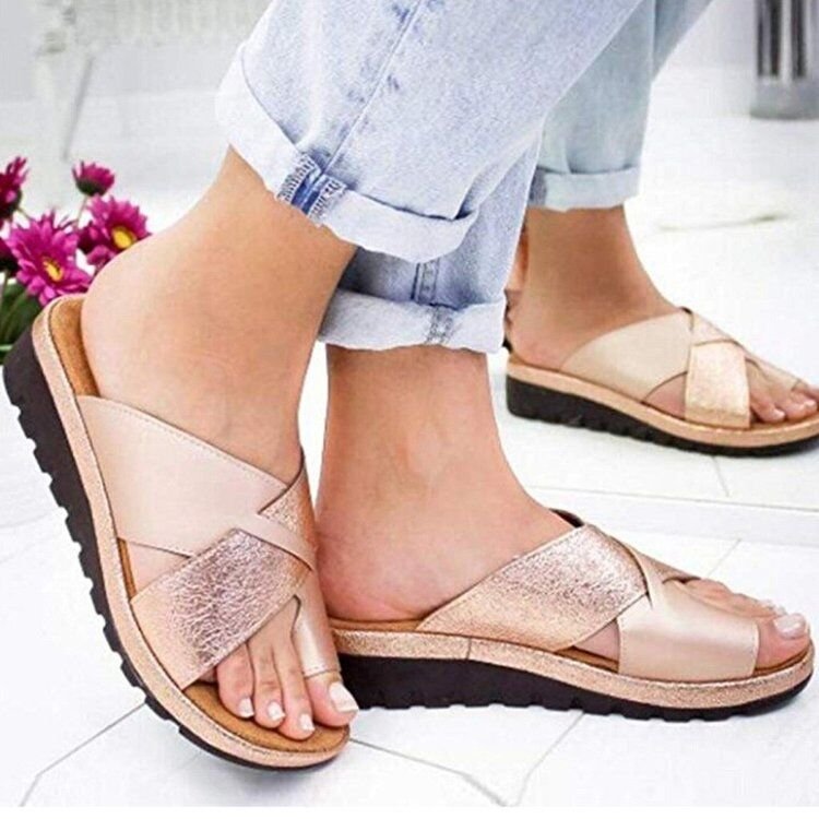 Women's solid color beach slippers and summer outdoor sandals by LadyShow.Store, featuring a comfortable toe design.