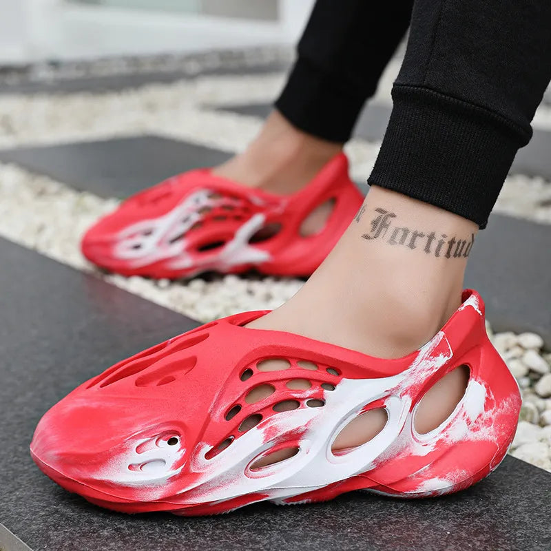 Plush Fashion Hub hollow-out flat sandals with open toes and stylish cut-out design, perfect for casual summer footwear.