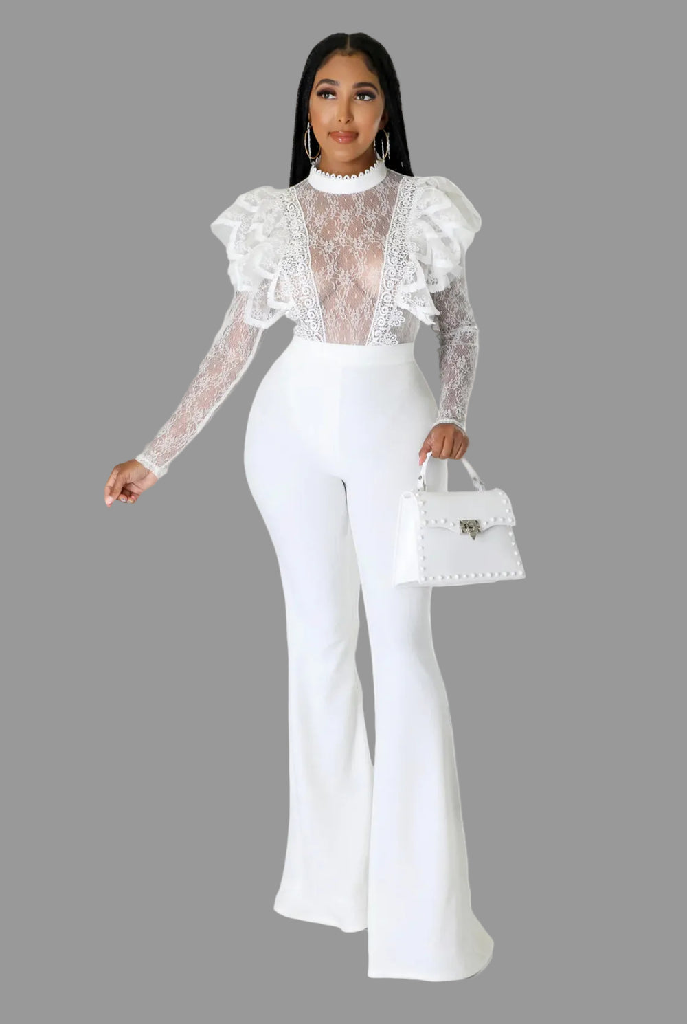 2 Piece Lace Bodysuit with Boot Cut Pants {Tall Girl Friendly} The House of Stylez