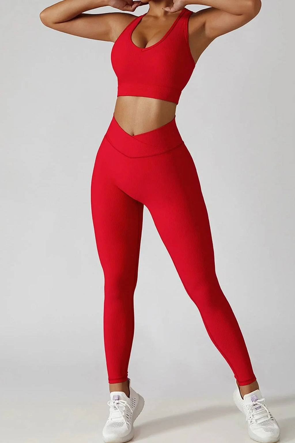 FitiqueFit 3-piece seamless yoga set with jacket, sports bra, and leggings, designed for comfortable activewear and flexible movement.