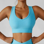 FitiqueFit 3-piece seamless yoga set with jacket, sports bra, and leggings, designed for comfortable activewear and flexible movement.