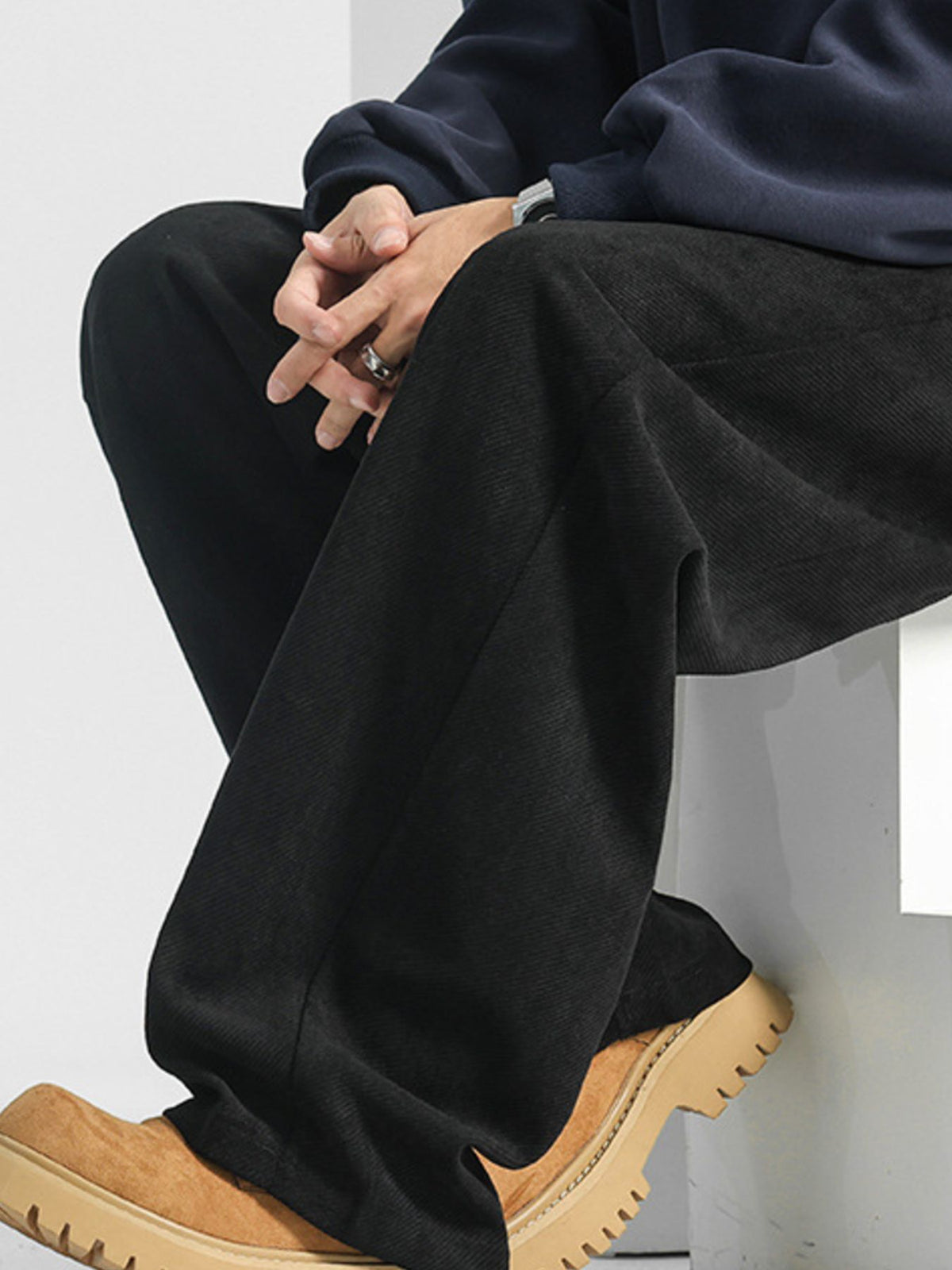Men's plus size loose fit casual pants with pockets by Plush Fashion Hub, relaxed fit trousers in a comfortable, versatile style.