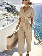 Women's loose fit irregular short-sleeve two-piece casualwear set by FitiqueFit, featuring a relaxed fit and stylish design.