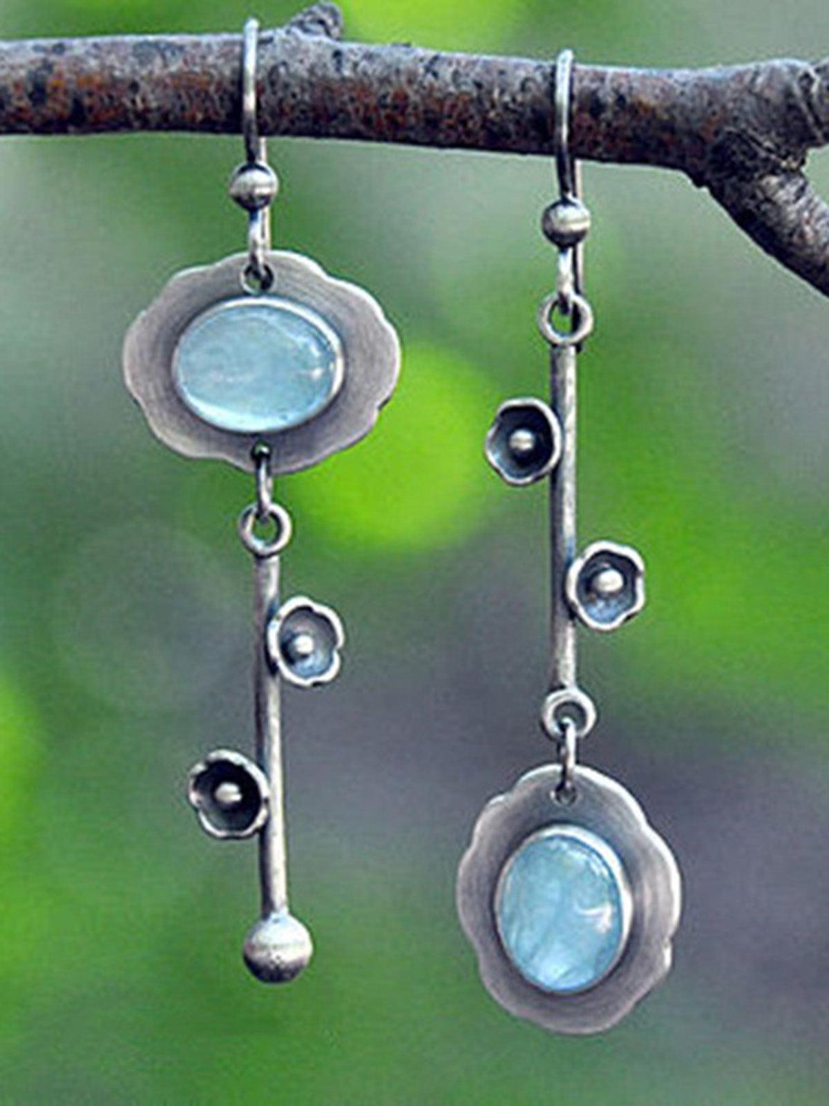 Crystal Gem Key Shaped Plum Blossom Earrings Plush Fashion Hub