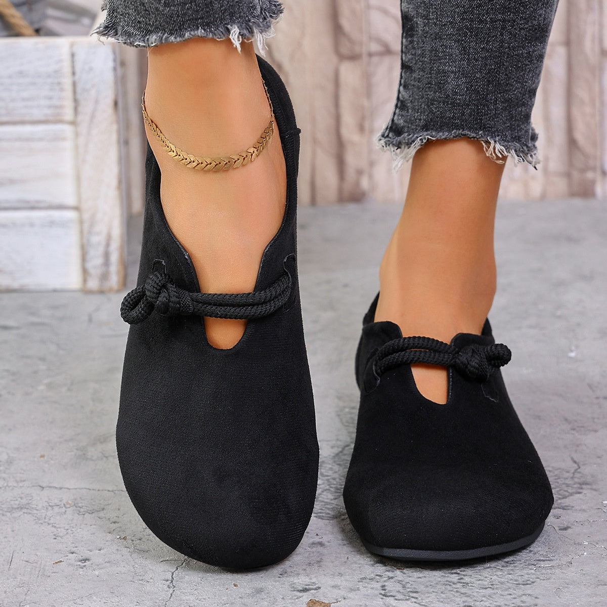 Trendsi round toe slip-on footwear with sleek design and comfortable fit, ideal for casual or office wear.
