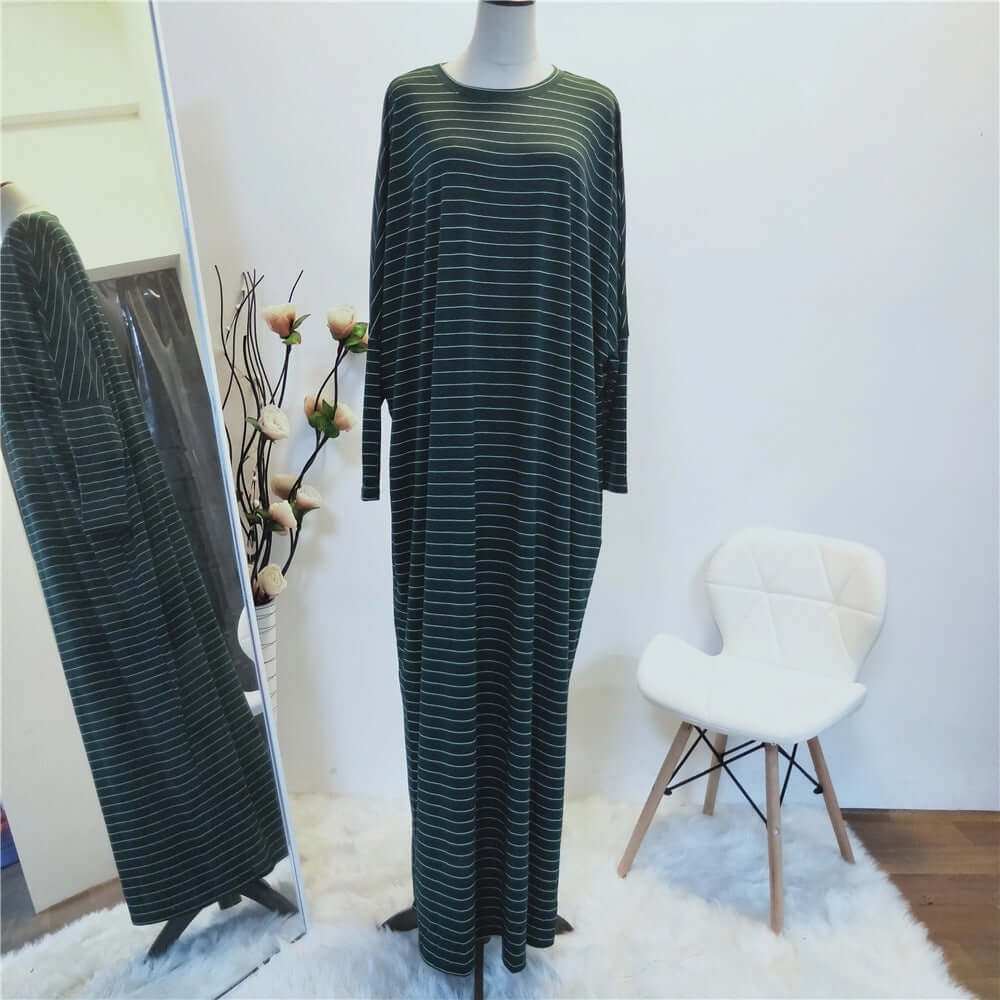 Large Women's Fashion Comfortable Bat Long Sleeve Stripe Casual Long DMake a statement with our Large Women's Fashion Comfortable Bat Long Sleeve Stripe Casual Long Dress! Made with soft cotton fabric and available in a variety of coloLong DressPlush Fashions ShopPlush Fashion Shop