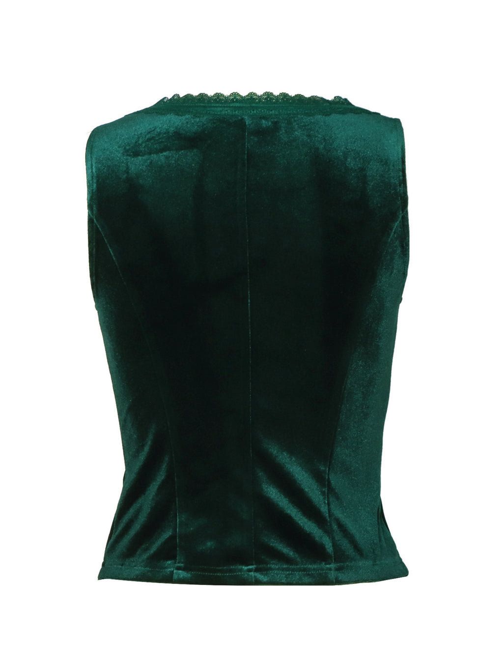 Velvet button-down vest with delicate lace trim, stylish top by Trendsi featuring a soft velvet fabric and elegant lace details.