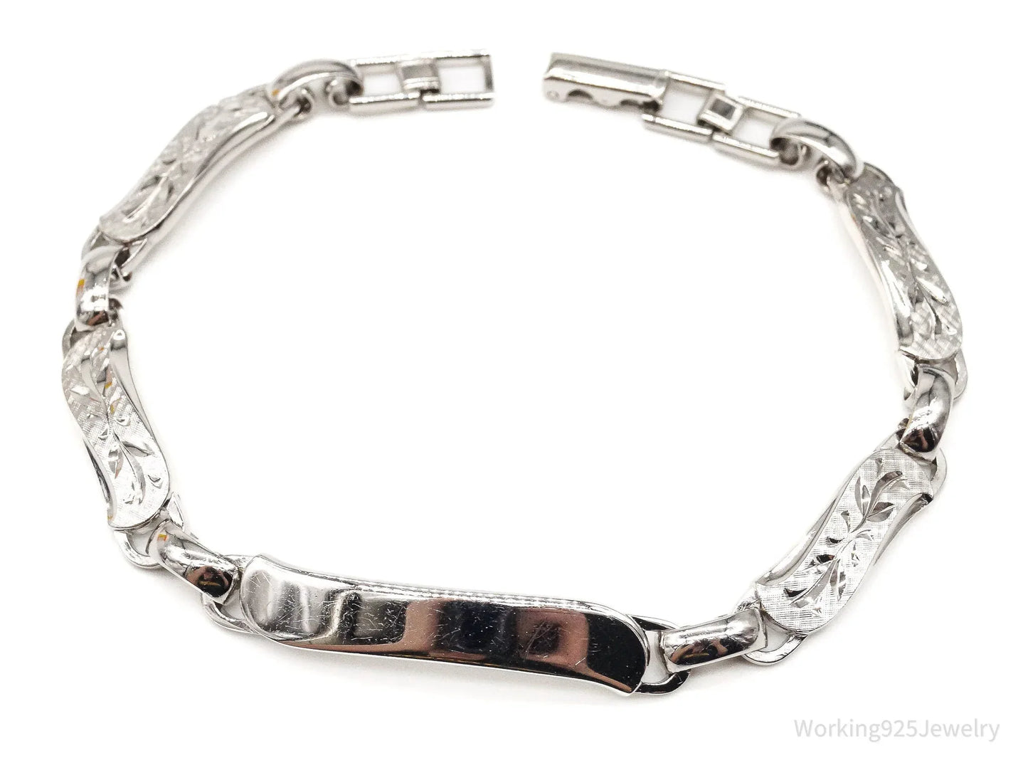 Vintage Designer LaMode Name ID Bar Sterling Silver Bracelet Working 925 Jewelry