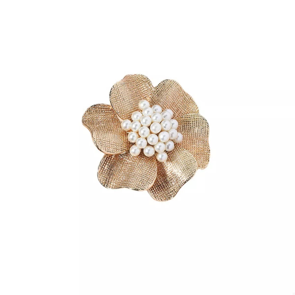 18K gold-plated pearl flower ring featuring a delicate floral design, perfect for elegant jewelry collection.