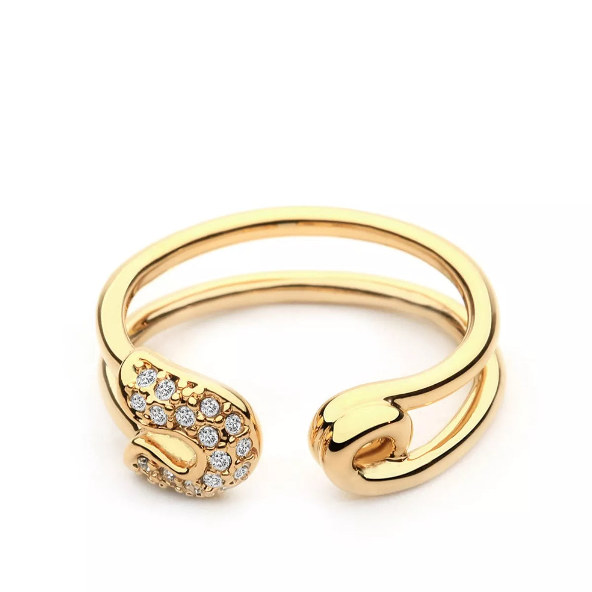 Plush Fashion Hub zircon double band open ring with sparkling stones, stylish jewelry accessory for women.