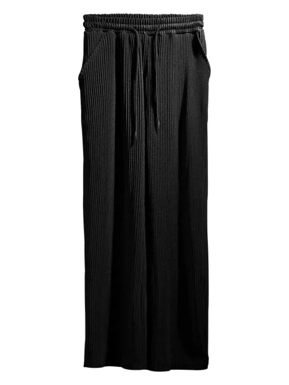 Men's ribbed drawstring wide-leg pants with plus size, trendy men's casual pants in a full-size range, by Trendsi.