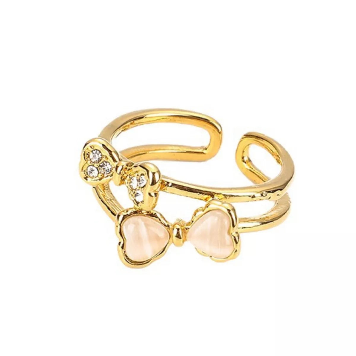 18K gold-plated bow open ring from Plush Fashion Hub featuring a delicate, stylish design on a sleek band.