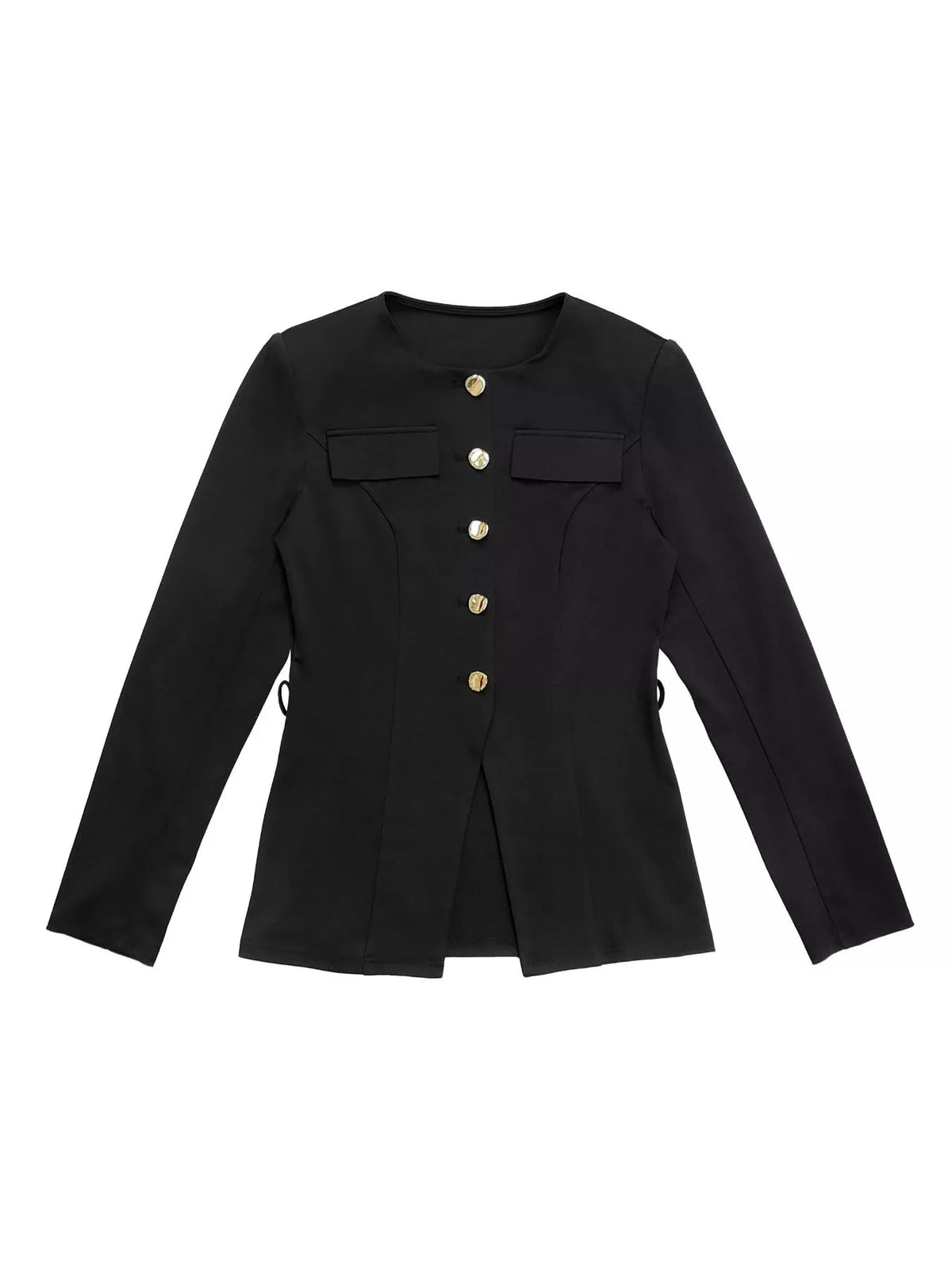 Women's long sleeve button-up top and pants set by Trendsi, featuring a coordinated matching outfit in stylish fabric.