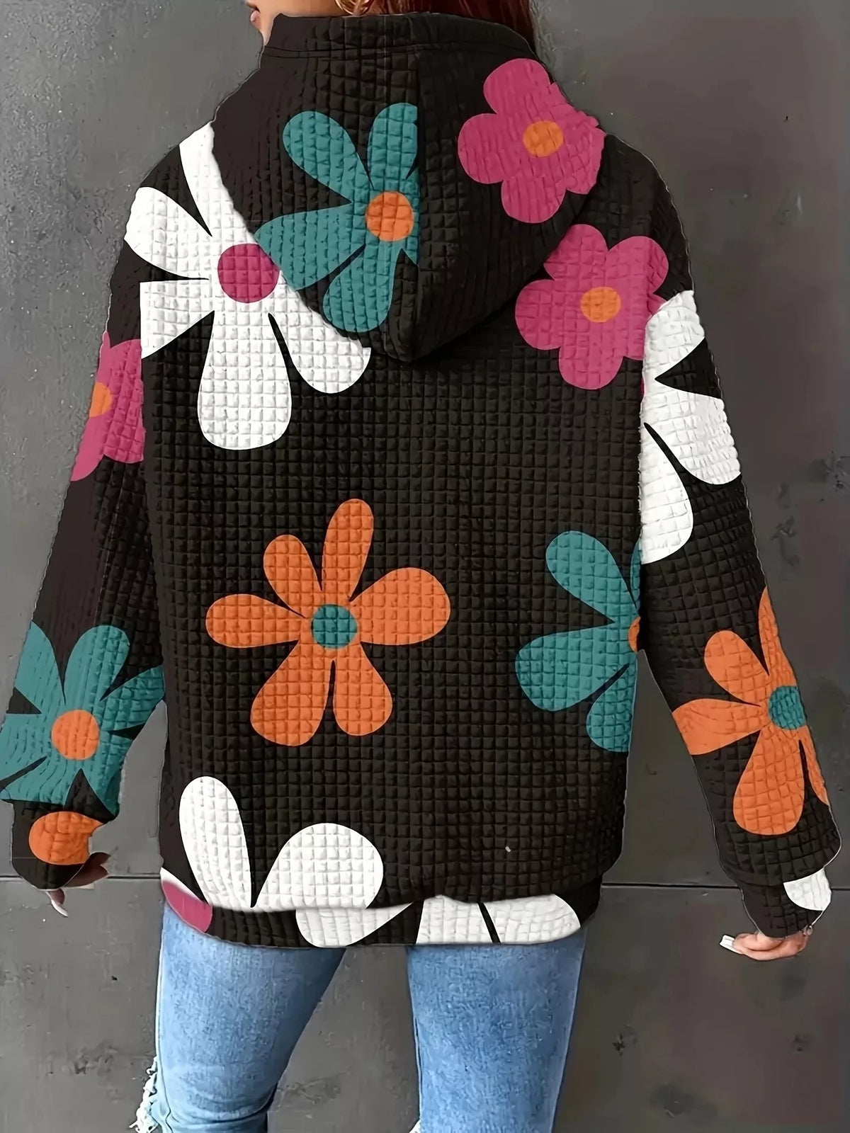 Simply Love floral print hoodie featuring vibrant flower patterns on a cozy, casual hoodie fabric.