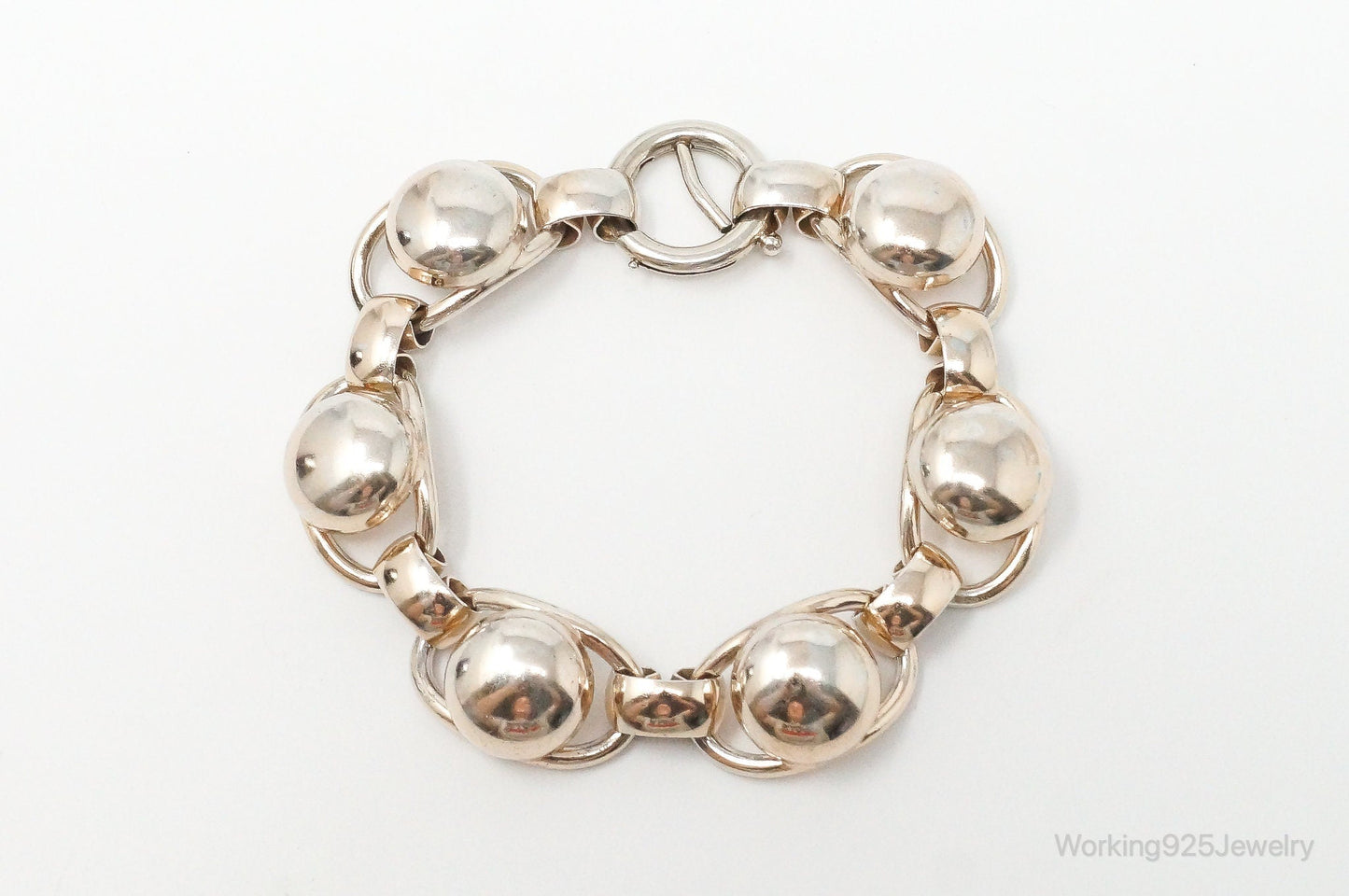 Vintage Designer Napier Modern Large Links Gold Tone Sterling Silver Bracelet Working 925 Jewelry