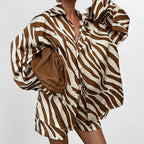 Printed Short Sleeve Two-Piece Set