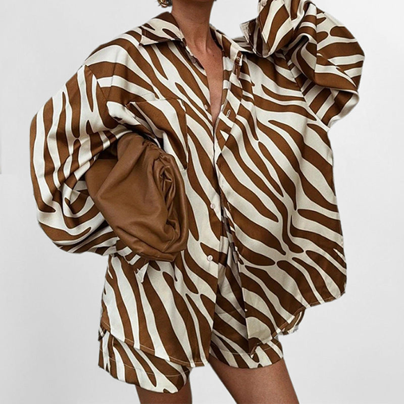 Printed Short Sleeve Two-Piece Set
