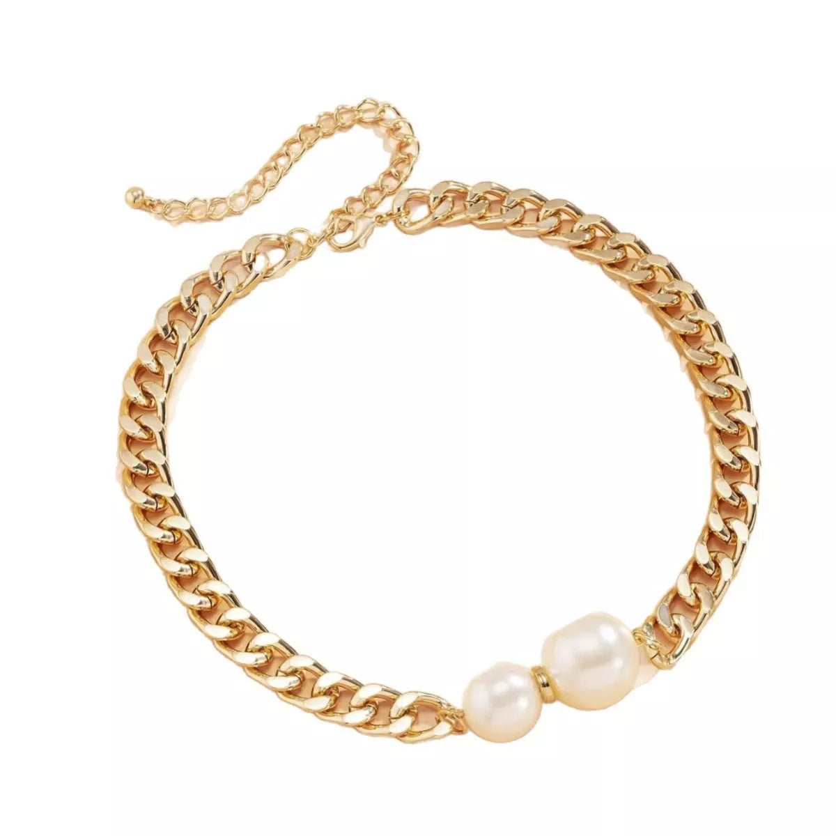 18K gold-plated pearl necklace with a delicate chain and lustrous pearls, from Plush Fashion Hub.