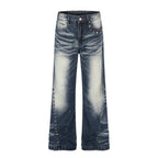 Colorblock White Washed Denim Pull-On Micro Pants