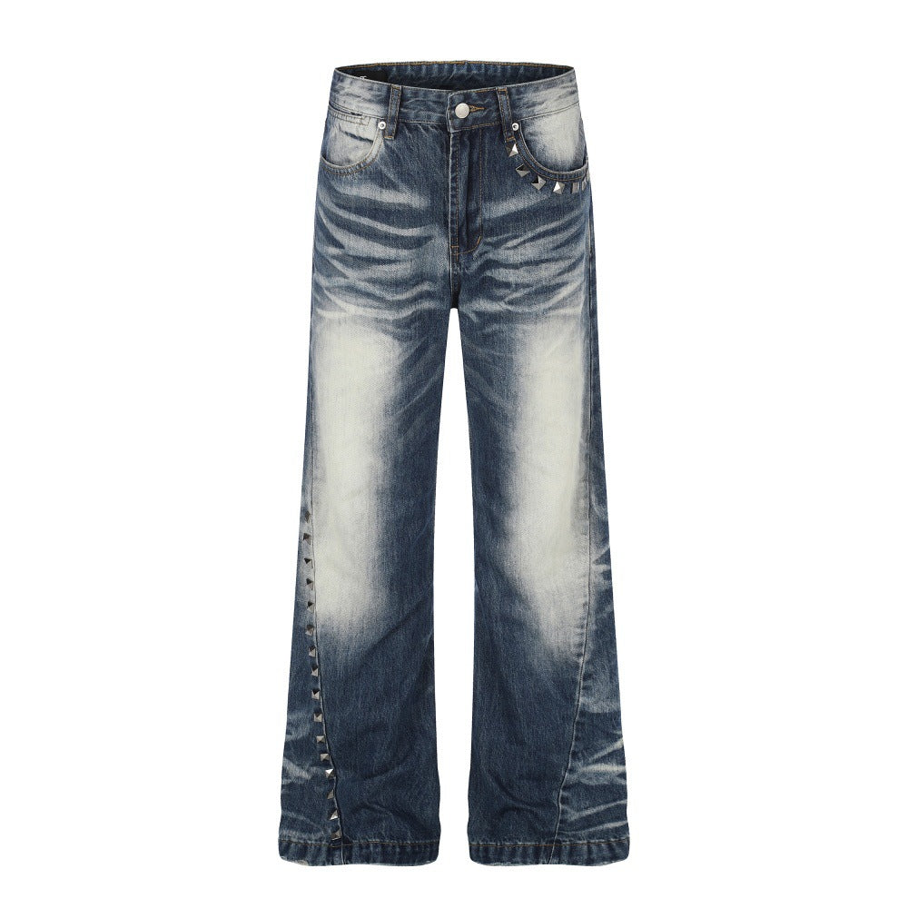 Eprolo colorblock white washed denim pull-on micro jeans with casual fit and stylish design, front view showing details.