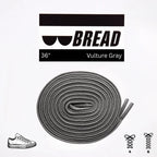 Vulture Gray elastic shoelace by Bread, showing close-up of flexible, durable laces designed for comfortable fit and easy wear.