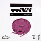 Sparkly pink elastic shoelace by Bread, featuring a shimmering design ideal for casual or athletic shoes.