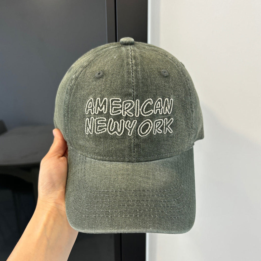 American Retro Washed Denim Peaked Cap from Plush Fashion Hub, Korean vintage baseball hat with distressed denim and curved brim.