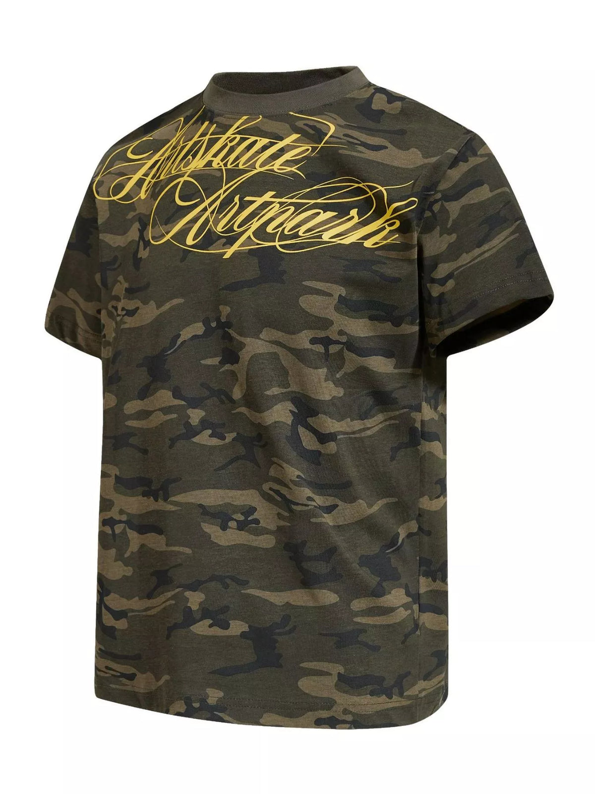 Men's camouflage print short sleeve T-shirt by Plush Fashion Hub, featuring a rugged camouflage design and casual fit.