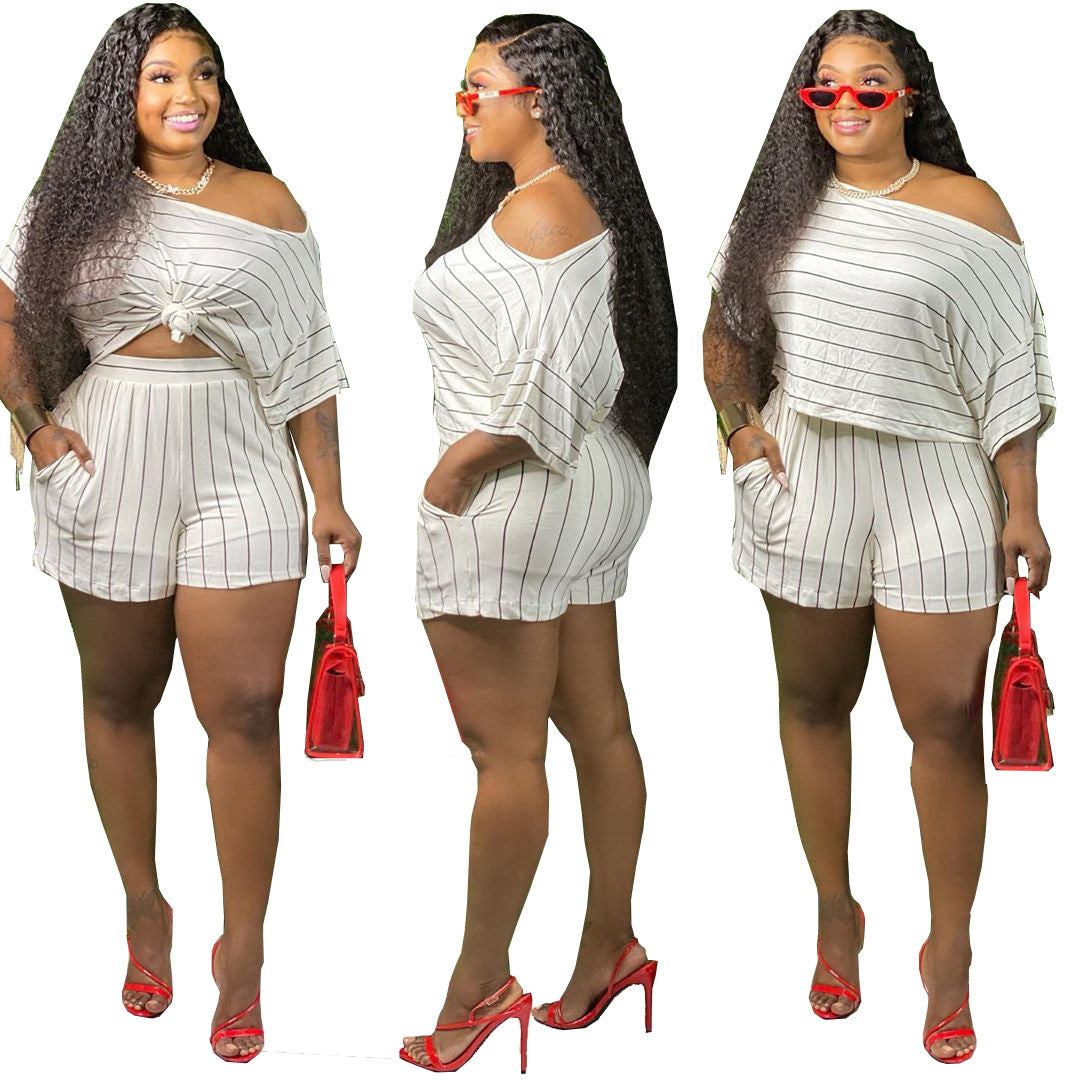 Plus Size Summer ShortsElevate your fashion game with our Fashion Striped Plus Size Summer Shorts! Featuring a trendy striped pattern and made with comfortable cotton blended fabric, this 2 piece short setPlush Fashions ShopPlush Fashion Shop