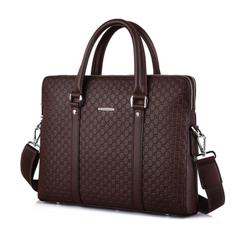 Pi-Mart men's business briefcase with sturdy leather design and multiple compartments for professional office use.