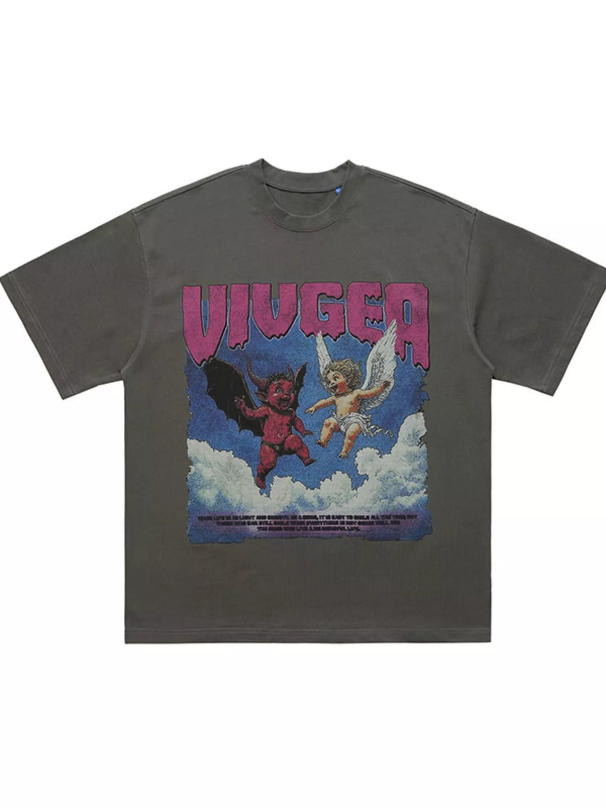 Men's graphic round neck short sleeve T-shirt from Trendsi, featuring a colorful printed design on soft fabric.