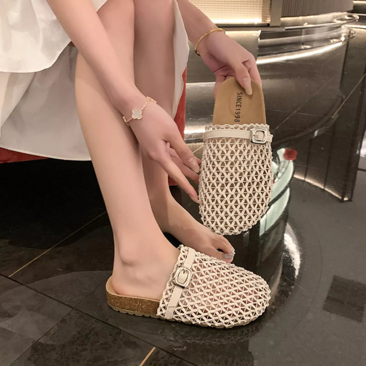 Breathable round toe sandals from Trendsi featuring open-toe design and casual footwear style for comfortable wear.