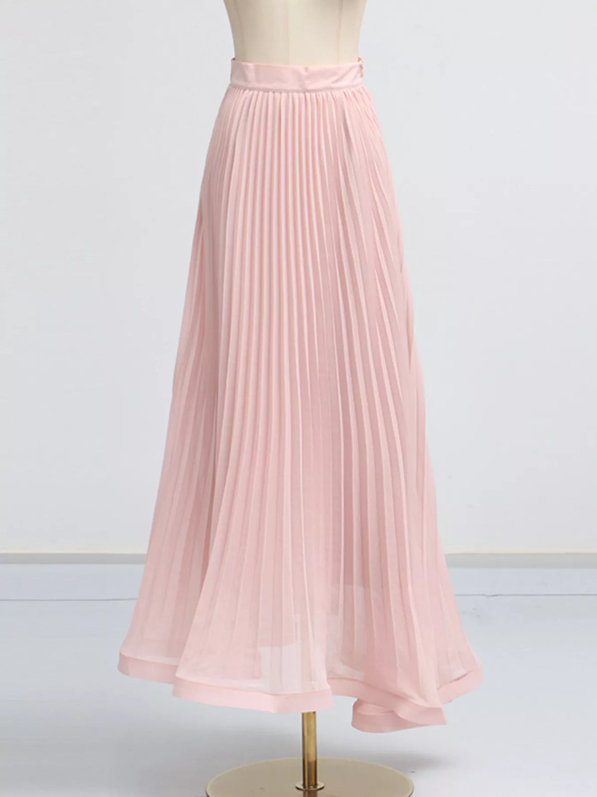 Plush Fashion Hub frill lapel collar top and pleated skirt two-piece set, stylish and elegant outfit for women.