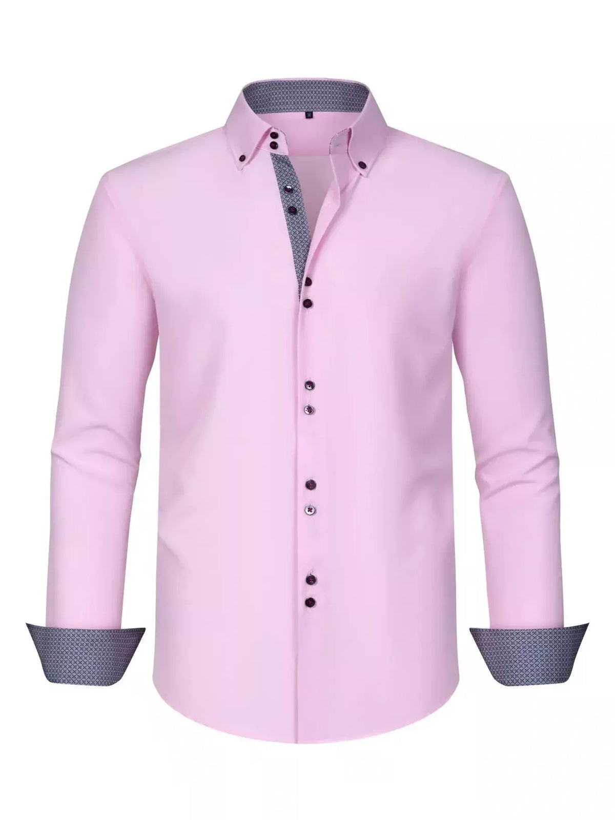 Men's full-size casual button-down shirt with contrast cuffs, plus size, from Trendsi, featuring a comfortable fit and stylish design.