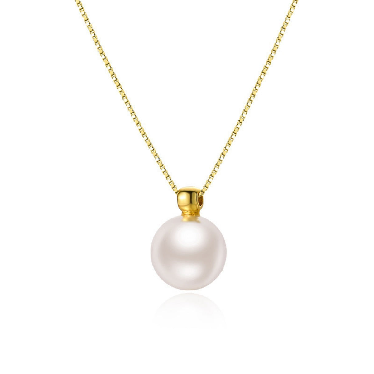 Sterling silver pearl pendant necklace with a delicate chain, featuring a lustrous white pearl, from Plush Fashion Hub.