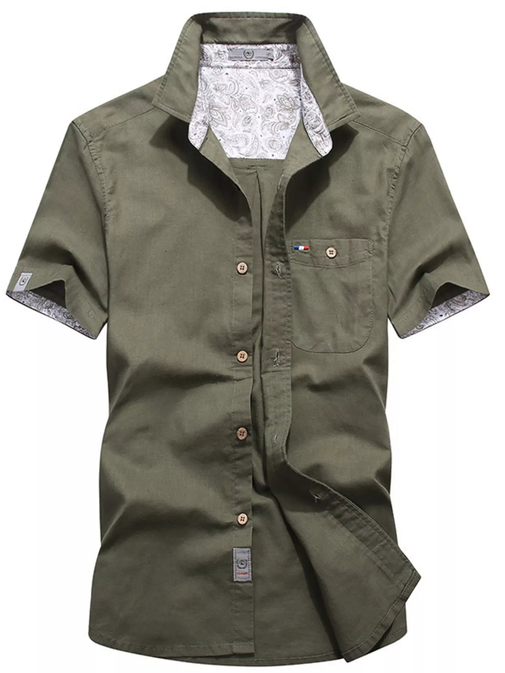 Men's plus size casual short-sleeve button-up shirt by Trendsi, featuring a lightweight fabric and classic collar in a relaxed fit.