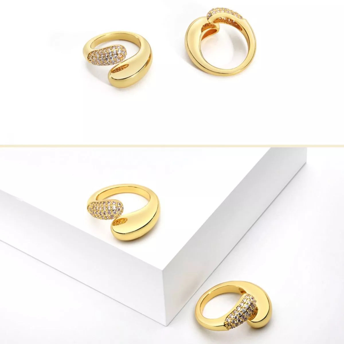 18K gold-plated open ring from Plush Fashion Hub featuring a sleek, minimalist design with a polished finish.